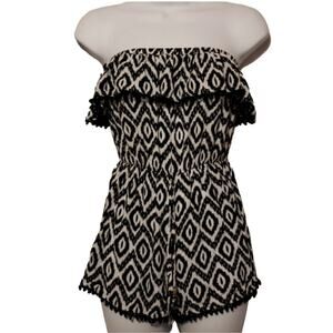 Rewind  Black and White Strapless Shorts Romper Size XS